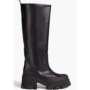 GANNI black Leather knee boots size 40